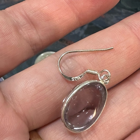 PURPLE glass/amethyst? Sterling silver post earrings - Picture 4 of 9